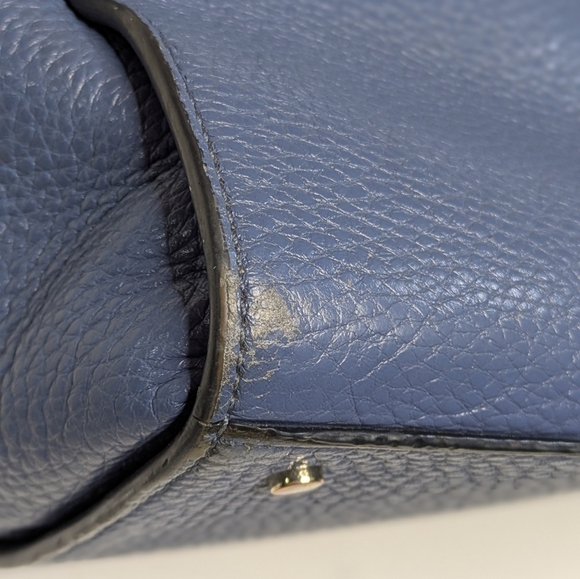 Kate Spade Blue Pebbled Leather Satchel Tote Bag - Picture 3 of 16